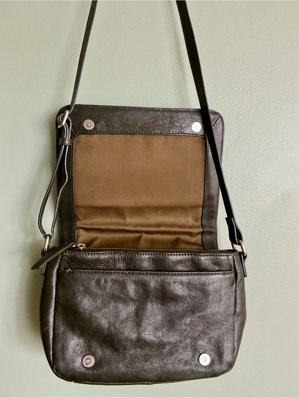 Danier Leather Bag Green USA Y2K Quiet Luxury Dark Academia Minimalist VTG Boho - Picture 7 of 16